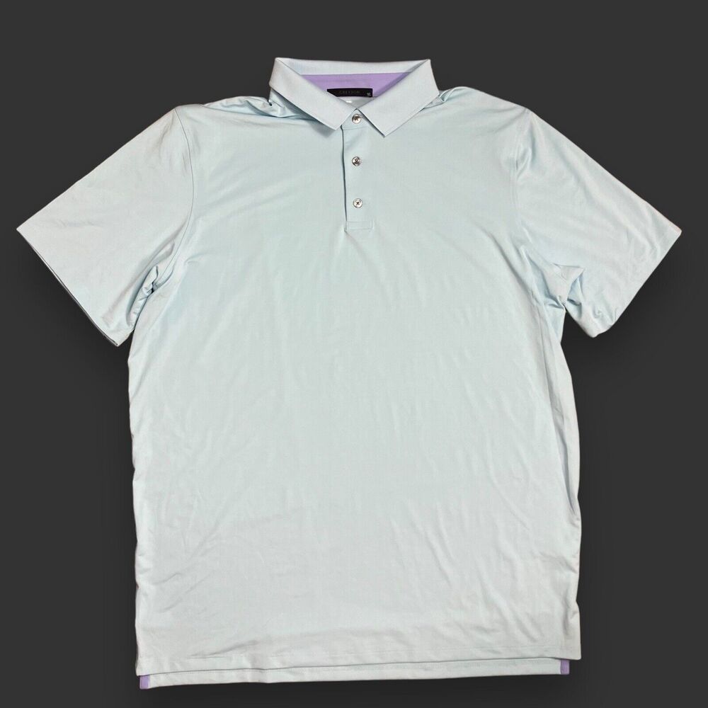Greyson Shirt Mens XXL Blue Solid Polo Golf Stretch‎ Preppy Wolf Button Spandex
